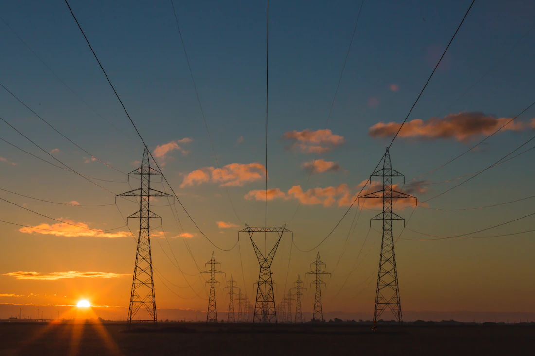 Industrial energy infrastructure at sunset